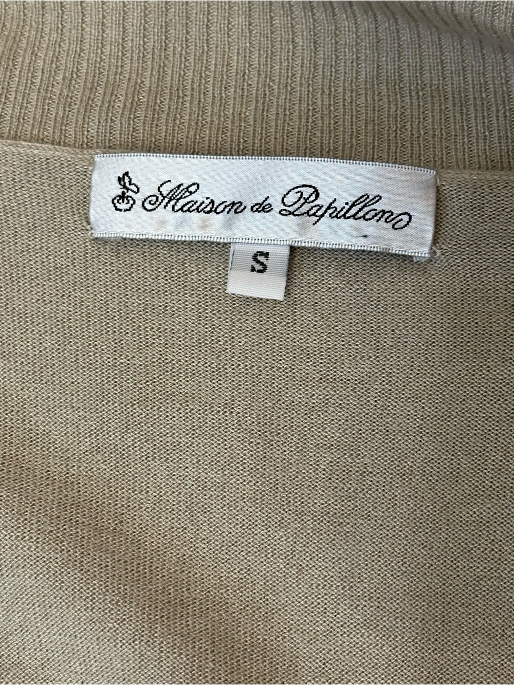 Maison de Papillon Silk Cashmere Open Front Cardigan Beige Pockets Size S - Picture 3 of 11